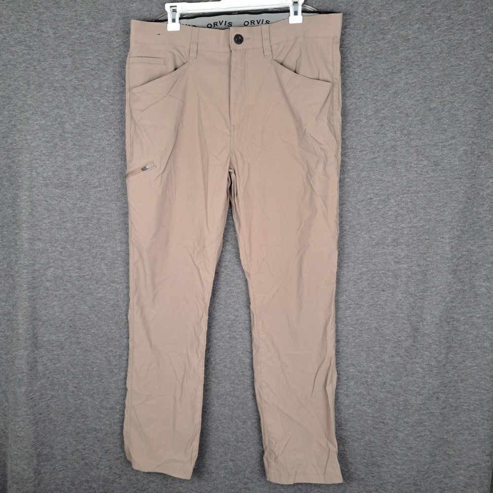 Orvis Tech Pants Men 36x31* Tan Khaki Nylon Stretch Hiking Outdoor Utility